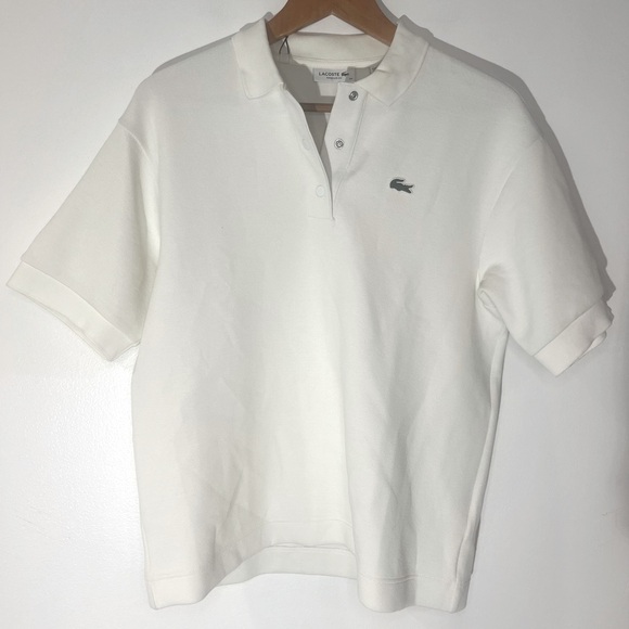 LACOSTE WOMEN'S COTTON PIQUÉ OVERSIZED POLO - Picture 2 of 10